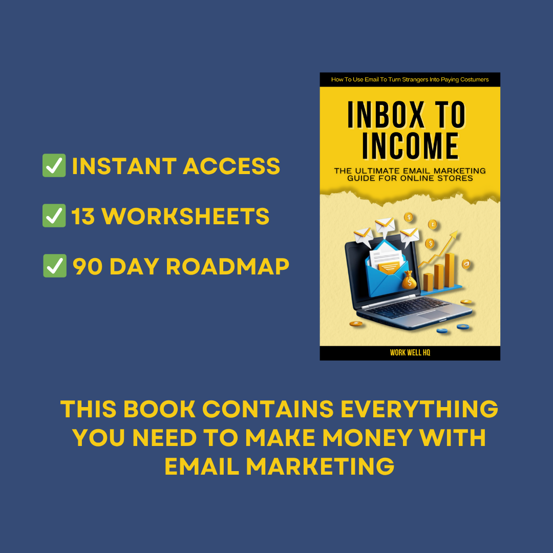 Book cover of 'Inbox to Income' with promotional text on a blue background